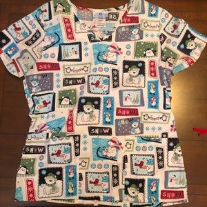 Snowman Scrub Top